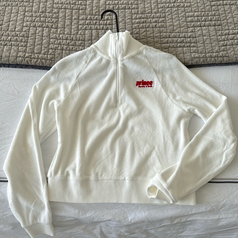 SPORTY & RICH WHITE COTTON-TERRY SWEATSHIRT.
